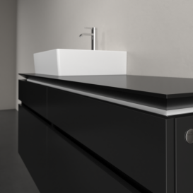 Тумба під раковину Villeroy&Boch Legato 140х55 см МДФ/ДСП чорний матовий лак B61400PD