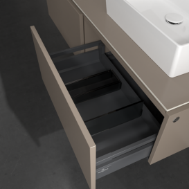 Тумба під раковину Villeroy & Boch Legato 140х38 см ДСП сірий трюфель B61500VG