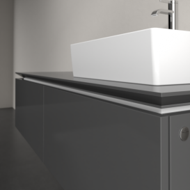 Тумба під раковину Villeroy & Boch Legato 140х38 см МДФ/ДСП глянсовий сірий B61500FP