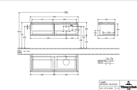 Тумба під раковину Villeroy&Boch Legato 140х38 см МДФ/ДСП чорний матовий лак B61500PD
