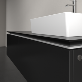 Тумба під раковину Villeroy&Boch Legato 140х38 см МДФ/ДСП чорний матовий лак B61500PD