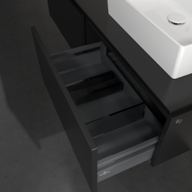 Тумба під раковину Villeroy&Boch Legato 140х38 см МДФ/ДСП чорний матовий лак B61500PD