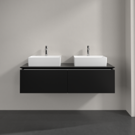 Тумба під раковину Villeroy&Boch Legato 140х38 см МДФ/ДСП чорний матовий лак B66800PD