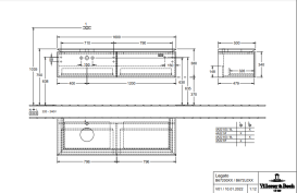 Тумба під раковину Villeroy & Boch Legato 160х38 см МДФ/ДСП глянсовий сірий B67200FP