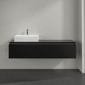 Тумба під раковину Villeroy&Boch Legato 160х38 см МДФ/ДСП чорний матовий лак B67200PD