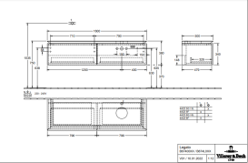 Тумба під раковину Villeroy & Boch Legato 160х38 см ДСП біле дерево B67400E8