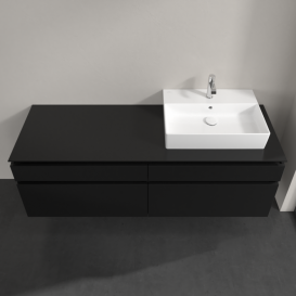 Тумба під раковину Villeroy&Boch Legato 160х55 см МДФ/ДСП чорний матовий лак B67500PD