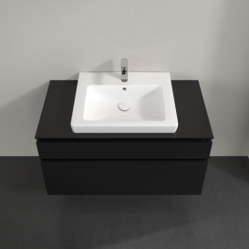 Тумба під раковину Villeroy&Boch Legato 100х55 см МДФ/ДСП чорний матовий лак B68100PD