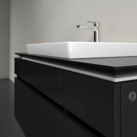 Тумба під раковину Villeroy&Boch Legato 120х55 см МДФ/ДСП чорний матовий лак B68300PD