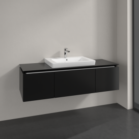 Тумба під раковину Villeroy&Boch Legato 140х38 см МДФ/ДСП чорний матовий лак B68400PD