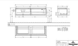 Тумба під раковину Villeroy & Boch Legato 160х38 см ДСП білий матовий B68800MS