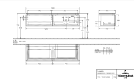 Тумба під раковину Villeroy & Boch Legato 160х38 см МДФ/ДСП глянсовий сірий B69000FP