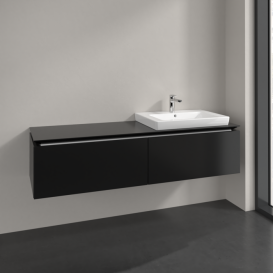 Тумба під раковину Villeroy&Boch Legato 160х38 см МДФ/ДСП чорний матовий лак B69000PD