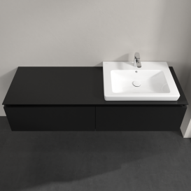 Тумба під раковину Villeroy&Boch Legato 160х38 см МДФ/ДСП чорний матовий лак B69000PD