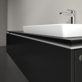 Тумба під раковину Villeroy&Boch Legato 160х38 см МДФ/ДСП чорний матовий лак B69000PD