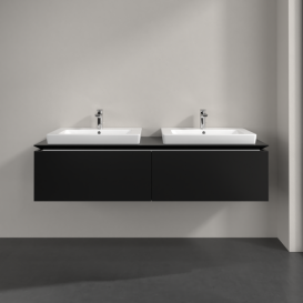 Тумба під раковину Villeroy&Boch Legato 160х38 см МДФ/ДСП чорний матовий лак B69200PD