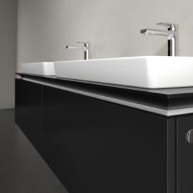 Тумба під раковину Villeroy&Boch Legato 160х38 см МДФ/ДСП чорний матовий лак B69200PD