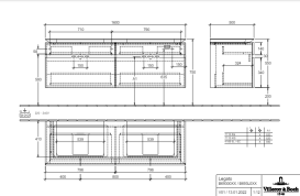 Тумба під раковину Villeroy & Boch Legato 160х55 см ДСП кам'яний дуб B69300RK