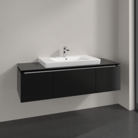 Тумба під раковину Villeroy&Boch Legato 140х38 см МДФ/ДСП чорний матовий лак B69800PD