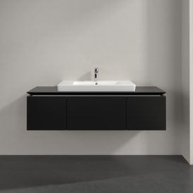 Тумба під раковину Villeroy&Boch Legato 140х38 см МДФ/ДСП чорний матовий лак B69800PD