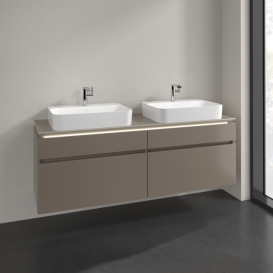 Тумба під раковину Villeroy&Boch Legato 160х55 см з підсвічуванням ДСП трюфель сірий B768L0VG