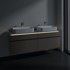 Тумба під раковину Villeroy&Boch Legato 160х55 см з підсвічуванням ДСП трюфель сірий B768L0VG