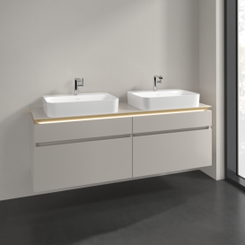 Тумба під раковину Villeroy & Boch Legato 160х55 см з підсвічуванням ДСП ніжно-сірий B768L0VK