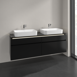 Тумба під раковину Villeroy&Boch Legato 160х55 см з підсвічуванням МДФ/ДСП чорний матовий лак B768L0PD