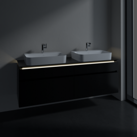 Тумба під раковину Villeroy&Boch Legato 160х55 см з підсвічуванням МДФ/ДСП чорний матовий лак B768L0PD