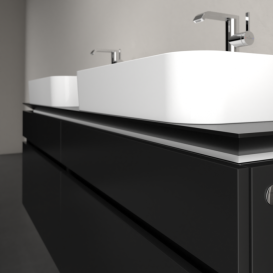 Тумба під раковину Villeroy&Boch Legato 160х55 см з підсвічуванням МДФ/ДСП чорний матовий лак B768L0PD