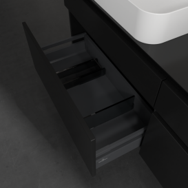 Тумба під раковину Villeroy&Boch Legato 160х55 см з підсвічуванням МДФ/ДСП чорний матовий лак B768L0PD