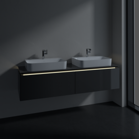 Тумба під раковину Villeroy & Boch Legato 160х38 см з підсвічуванням МДФ/ДСП глянсовий сірий B767L0FP