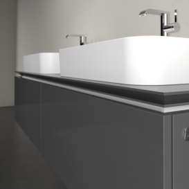 Тумба під раковину Villeroy & Boch Legato 160х38 см з підсвічуванням МДФ/ДСП глянсовий сірий B767L0FP