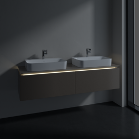 Тумба під раковину Villeroy & Boch Legato 160х38 см з підсвічуванням ДСП сірий трюфель B767L0VG