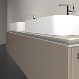 Тумба під раковину Villeroy & Boch Legato 160х38 см з підсвічуванням ДСП сірий трюфель B767L0VG