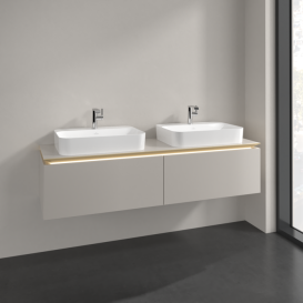 Тумба під раковину Villeroy & Boch Legato 160х38 см з підсвічуванням ДСП ніжно-сірий B767L0VK