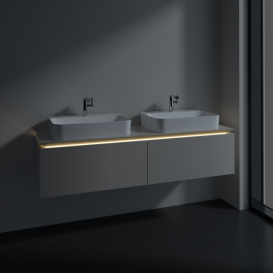 Тумба під раковину Villeroy & Boch Legato 160х38 см з підсвічуванням ДСП ніжно-сірий B767L0VK