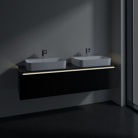 Тумба під раковину Villeroy&Boch Legato 160х38 см з підсвічуванням МДФ/ДСП чорний матовий лак B767L0PD