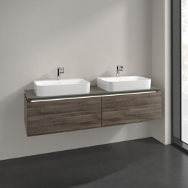 Тумба під раковину Villeroy & Boch Legato 160х38 см з підсвічуванням ДСП кам'яний дуб B767L0RK