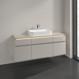 Тумба під раковину Villeroy & Boch Legato 140х55 см з підсвічуванням ДСП ніжно-сірий B760L0VK