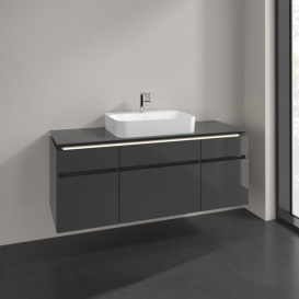 Тумба під раковину Villeroy & Boch Legato 140х55 см з підсвічуванням МДФ/ДСП глянсовий сірий B760L0FP