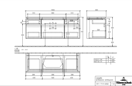 Тумба під раковину Villeroy & Boch Legato 140х55 см з підсвічуванням ДСП сірий трюфель B760L0VG