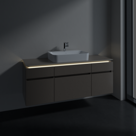 Тумба під раковину Villeroy & Boch Legato 140х55 см з підсвічуванням ДСП сірий трюфель B760L0VG