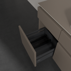 Тумба під раковину Villeroy & Boch Legato 140х55 см з підсвічуванням ДСП сірий трюфель B760L0VG