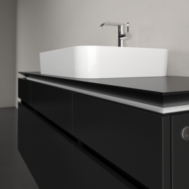 Тумба под раковину Villeroy & Boch Legato 140х55 см с подсветкой МДФ/ДСП черный матовый лак B760L0PD