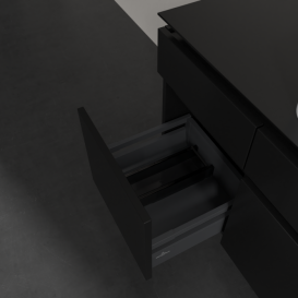 Тумба под раковину Villeroy & Boch Legato 140х55 см с подсветкой МДФ/ДСП черный матовый лак B760L0PD