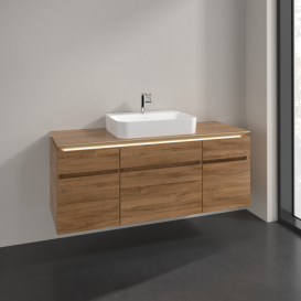 Тумба під раковину Villeroy & Boch Legato 140х55 см з підсвічуванням ДСП дуб канзас B760L0RH