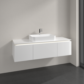 Тумба під раковину Villeroy & Boch Legato 140х38 см з підсвічуванням МДФ/ДСП білий глянсовий B759L0DH