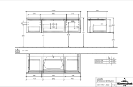 Тумба под раковину Villeroy & Boch Legato 140х38 см с подсветкой ДСП нежно-серый B759L0VK