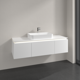 Тумба під раковину Villeroy & Boch Legato 140х38 см з підсвічуванням ДСП білий матовий B759L0MS